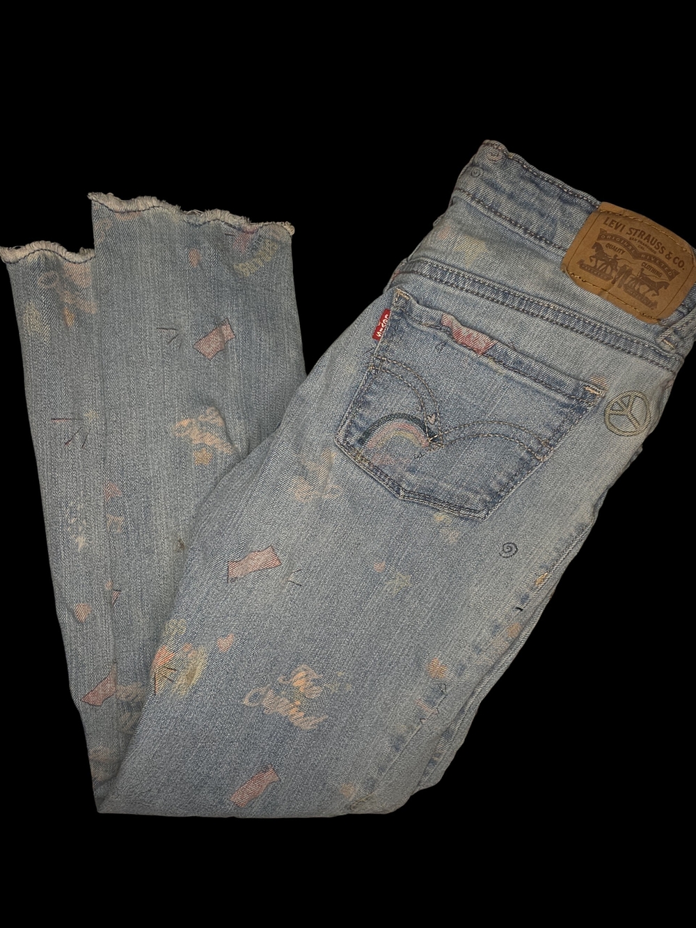 Girls Levi's 710 Super Skinny Ankle Jeans featuring an all-over pastel doodle